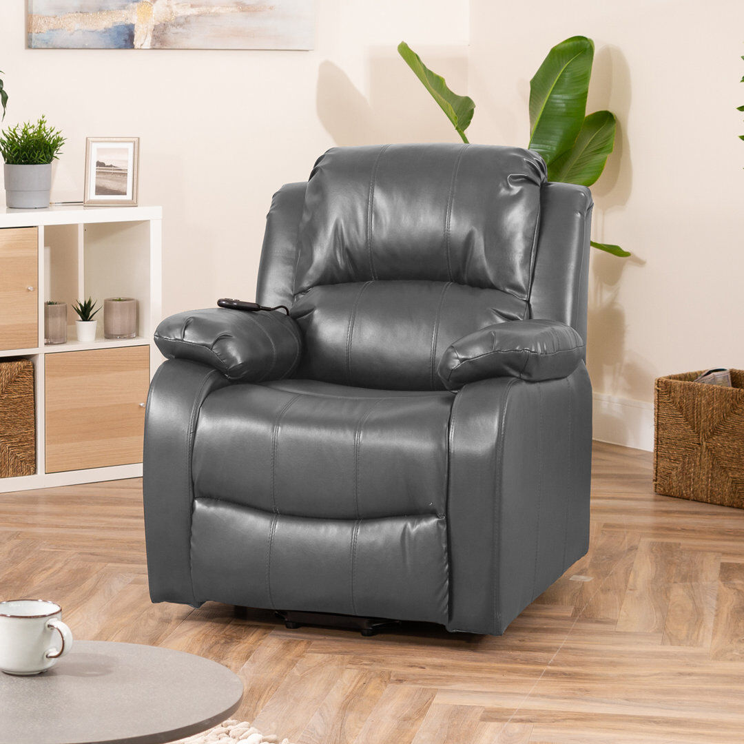 Ophelia & Co. Patchway Faux Leather Electric Reclining Heated Massage Chair Grey 96cm H X 86cm W X 93cm D
