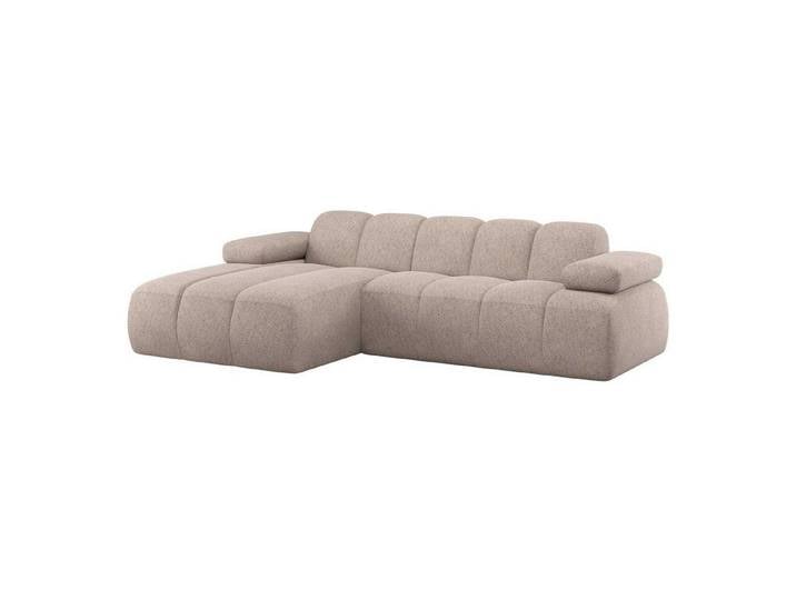 WOOOD Ecksofa Mojo Chaiselongue Links - Wollen-Stoff, Sand, manuell verstellbare Armlehnen