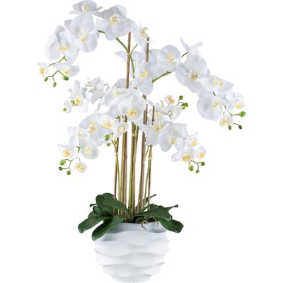 Kunstorchidee CREATIV GREEN "Orchidee Phalaenopsis", weiß, H:90cm, Kunststoff, Kunstpflanzen, im Design-Topf
