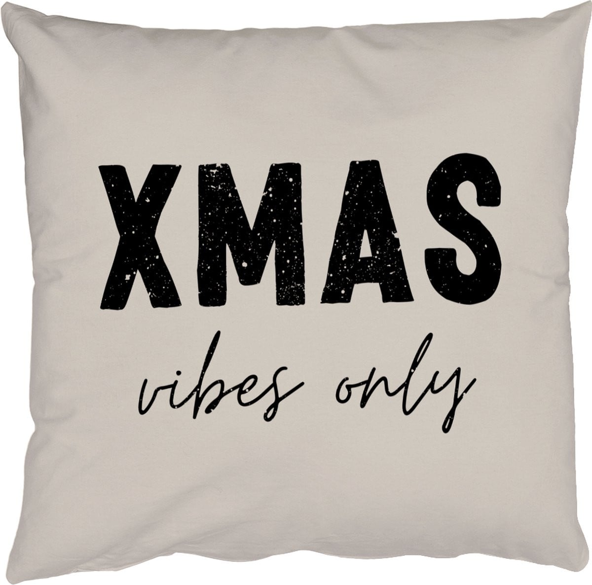 PillowMonkey Sierkussen Kerst Xmas Vibes Only Beige 60x60 cm