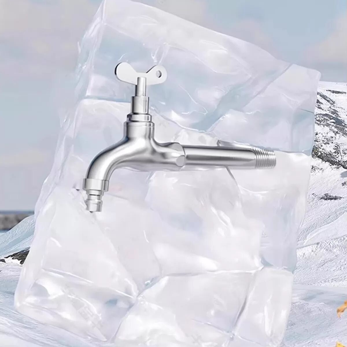 INF Abschließbarer Außenwasserhahn - 16cm Edelstahl Diebstahlsicherer Wasserhahn