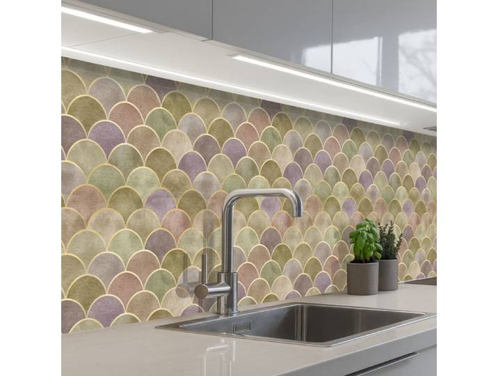 Crédence Décorative de Cuisine - Décoration Murale - Motif Doux - Doré - Coloré 300x60 cm - KitchenYeah