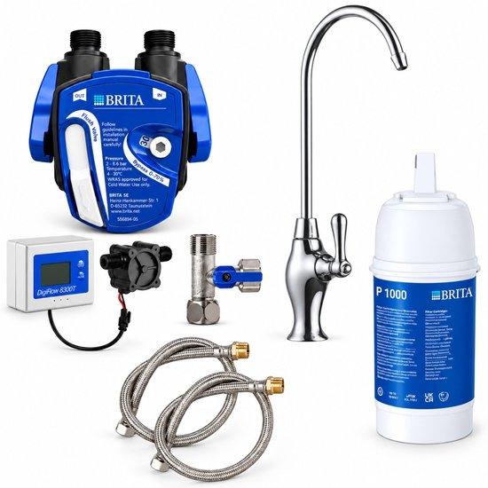 Untertisch-Wasserfiltersystem mit Einhand-Wasserhahn | kompatibel mit und Filterkopf | reduziert Kalk und verbessert den Geschmack | OSLO Messing, Chrom mit Digiflow