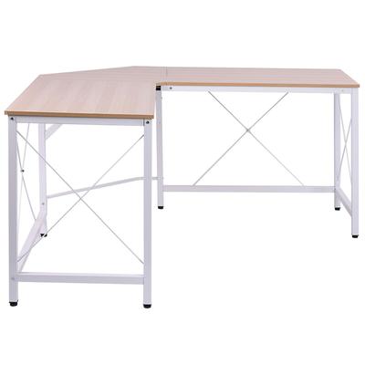 MODFU Eckschreibtisch L Form 150x150x76 cm Natur, MDF melaminbeschichtet, Stahlgestell pulverbeschichtet, große Arbeitsfläche, verstellbare Füße