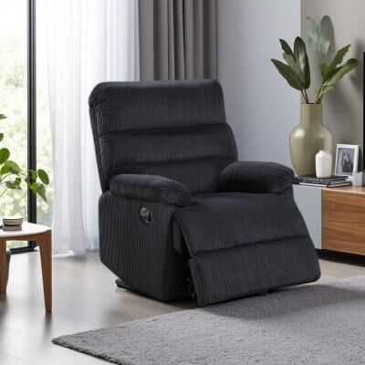 VIVIADORE Velvet Corduroy Glider Recliner Chair, Manual Reclining Armchair with Steel Mechanism, Side Lever Release