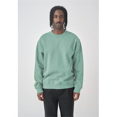 Sweatshirt CLEPTOMANICX "Ligull Boxy", Herren, Gr. M, grün, 100% Baumwolle, bestickt, normal, Rundhals, Sweatshirts Sweatshirt, mit kleiner Möwenstickerei