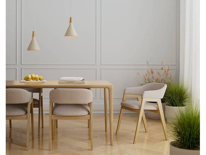 Suspension Ø 18cm Beige/Beige Fer, bois de pin E27