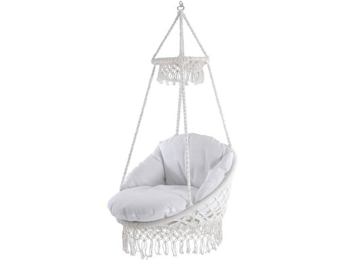 VIVERE CHAISE POLYESTER MACRAME DELUXE AVEC FRANGES - BLANCHE