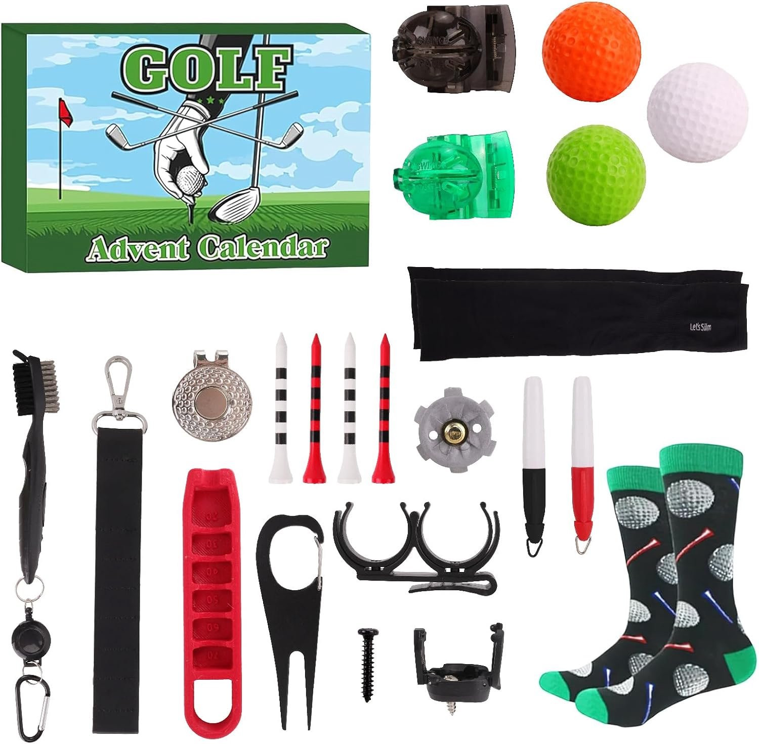 Adventskalender 2025 voor mannen met 24 dagen golf accessoires