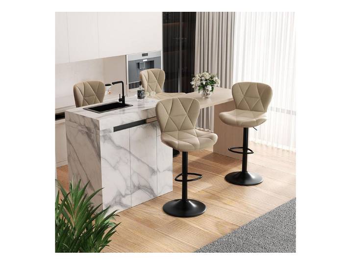 LuxusKollektion Barhocker Barhocker 4er Set Khaki Höhenverstellbar