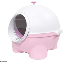 HTI-Living Katzentoilette geschlossen rosa weiss mit Schaufel aus Kunststoff, Katzenklo