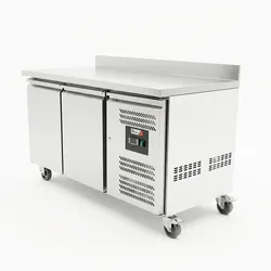 Romux® Tiefkühltisch mit 2 Türen 136x60 cm mit Luftkühlung | Theken Gefriertische aus Edelstahl mit Kapazität 228 L und Leistung 750 W