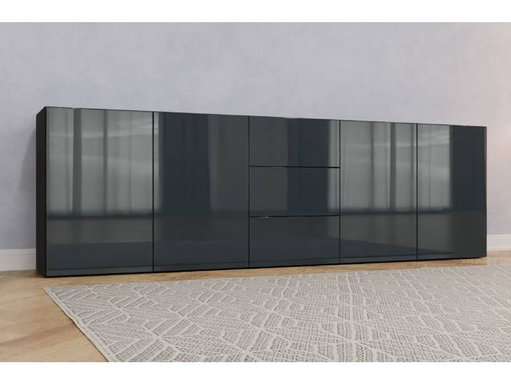 Büro Sideboard nach Maß - RAL 5008 Graublau - 90x290x47cm - Individuell konfigurieren