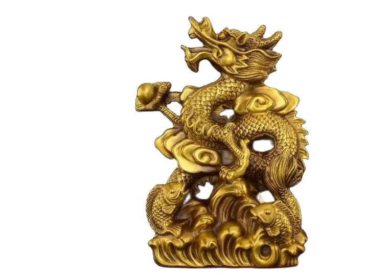 Xianglong-Ornement dragon en cuivre pur, Nafu Xianglong, artisanat, salon, bureau, décorations chinoises
