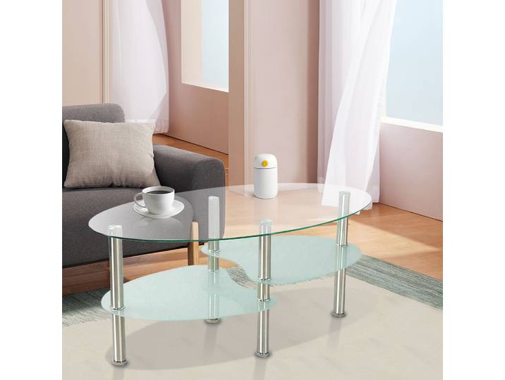 Table Basse Table de Salon Table à Thé Scandinave Forme Variable Style Contemporain Verre Laqué 3 Couches 90 x 45 x 43 cm