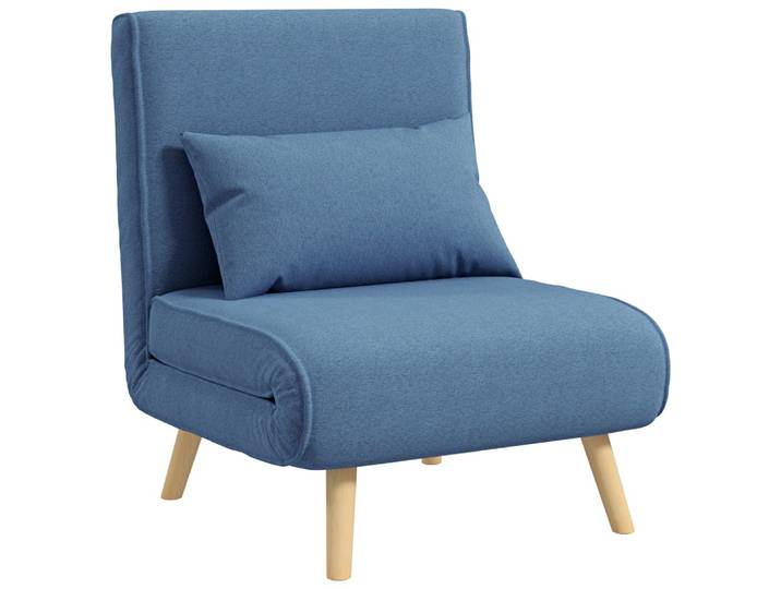 Fauteuil convertible 3 en 1 dossier inclinable rembourré bleu