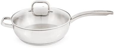 "BergHOFF Belly Shape 18/10 Stainless Steel 9.5"" Deep Skillet with Glass Lid"