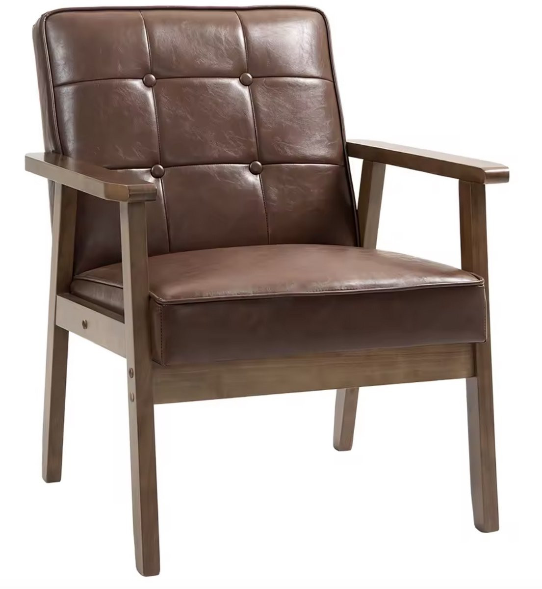Varnox Fauteuil - Bruine PU lederen Leesstoel