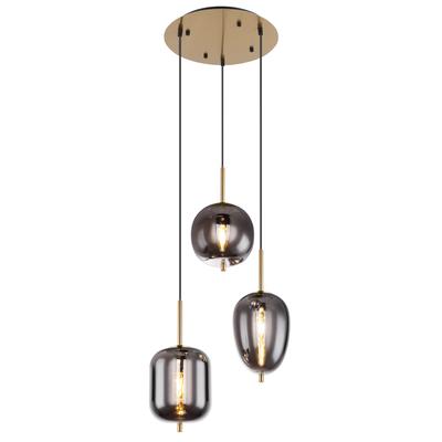 GLOBO LIGHTING Hängeleuchte "BLACKY I", schwarz (messingfarben), 3, Ø 46cm H: 120cm, 1 Stk., Leuchten, Hängeleuchte Messing matt, 3 Gläser, höhenkürzbar, E14, Hängeleuchte