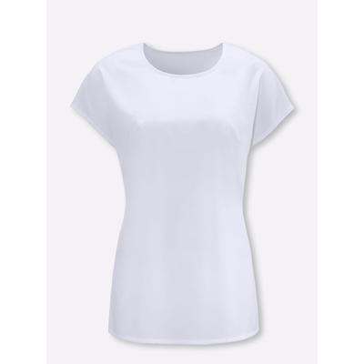 Kurzarmbluse CLASSIC BASICS, Damen, Gr. 44, weiß, 100% Polyester, unifarben, Rundhals, Blusen