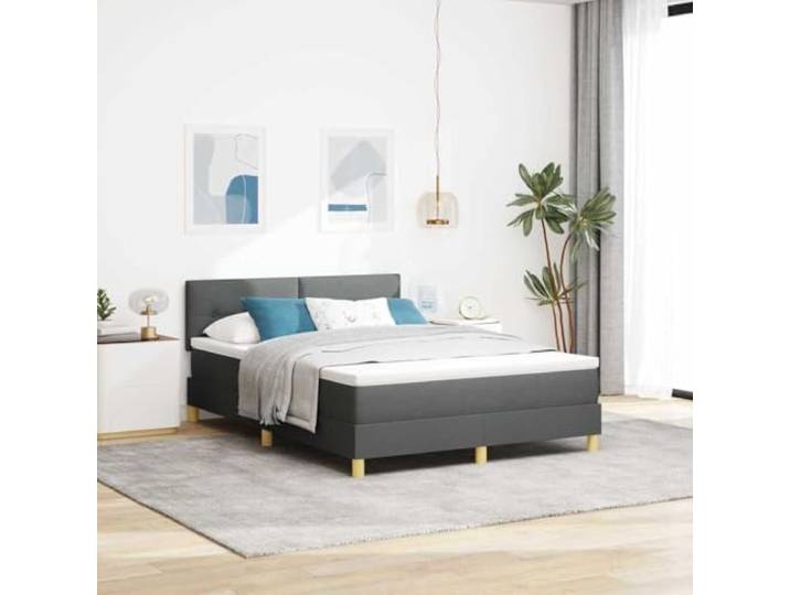 LED Beleuchtung Holzwerkstoff Kiefernholz Boxspringbett modern Grau 160 x LED Boxspringbett mit Matratze Dunkelgrau 160x200 cm Stoff Bett mit USB LED Beleuchtung verstellbares Kopfteil Lattenrost