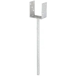 Alberts® U-Pfostenträger 100x60x4mm Betonanker XL Riffelstahl für verschiedene Pfostenstärken 120 mm