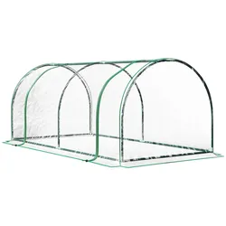 STILVORA Foliengewächshaus 200x100x80 cm mit Tür Grün pulverbeschichteter Stahlrahmen lichtdurchlässige Folie stabiler Bodenrahmen für Garten Balkon Terrasse