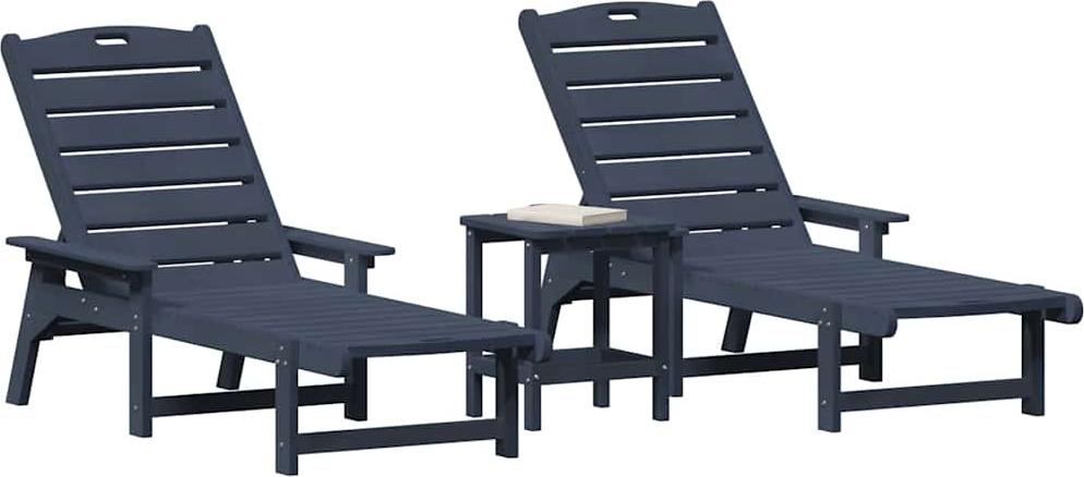 vidaXL Sonnenliege 3 stk. Polyethylen Marineblau