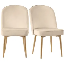 MODFU Esszimmerstuhl Samt Beige 89x62x50 cm mit goldfarbenen Metallbeinen, rutschfesten Fußpads, ergonomischer Rückenlehne und komfortabler Polsterung