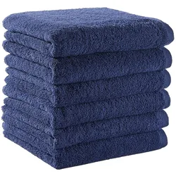 BettwarenShop Handtuch Serie Premium Handtuch 6er Pack 50x100 cm | blau - blau