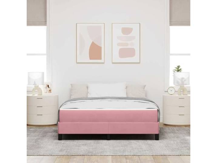 KTHLBRH Boxspringbett mit Matratze Rosa 140 x 220 cm Gerahmter Holzrahmen, mittlere Härte, 280 kg Tragkraft, Schlafzimmer