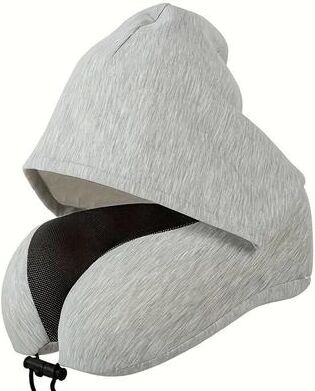 Uplifted Goods Memory Foam Hooded Travel Pillow With Neck Support grey 25x23x15cm