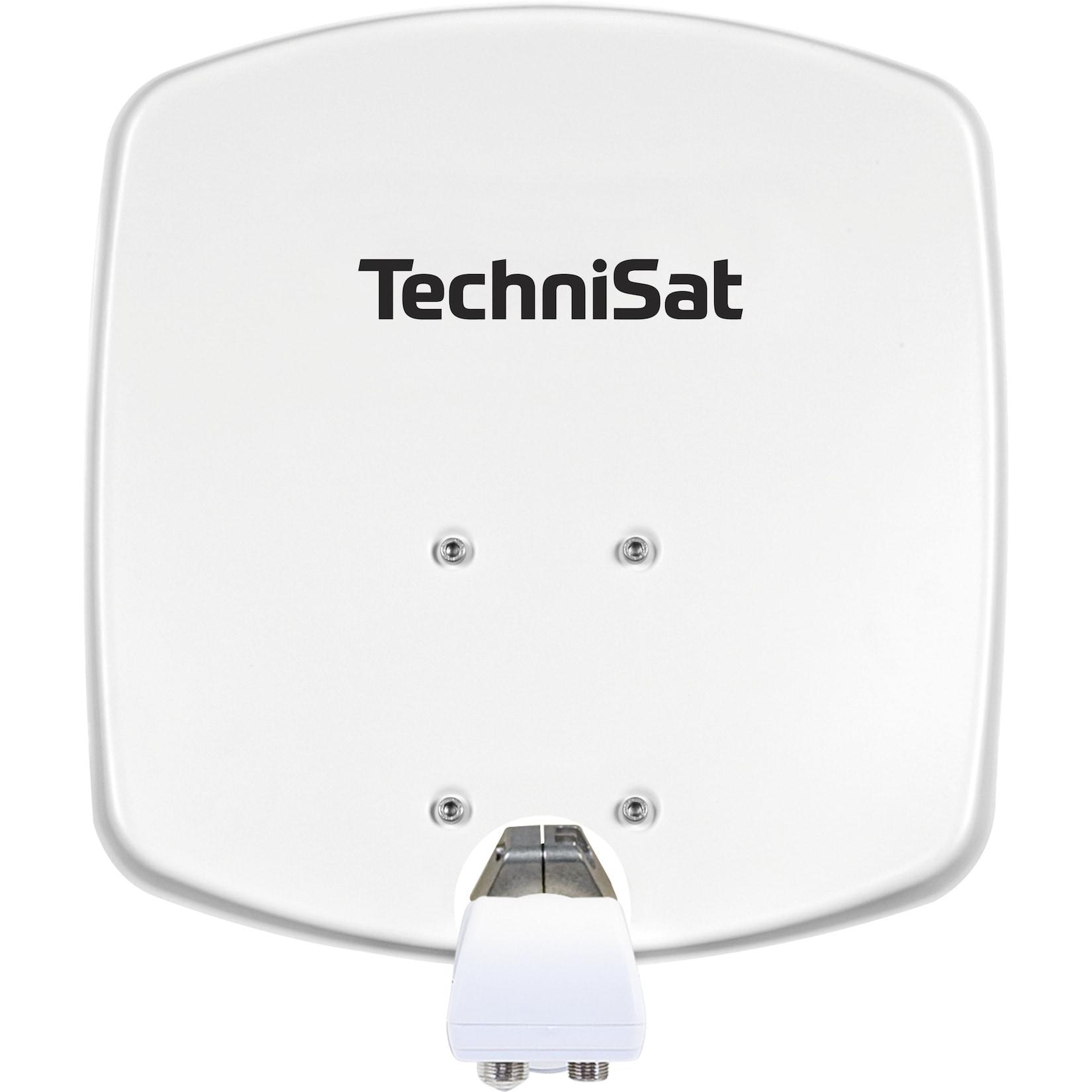 TechniSat DIGIDISH 33 Sat-Schüssel mit Twin-LNB & Wandhalterung, 2 TN polarweiß
