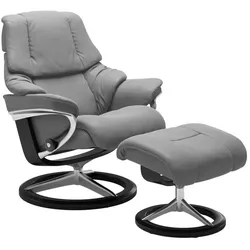 Stressless Sessel mit Hocker Reno Signature Leder Grau Batick Wild Dove L (Large)