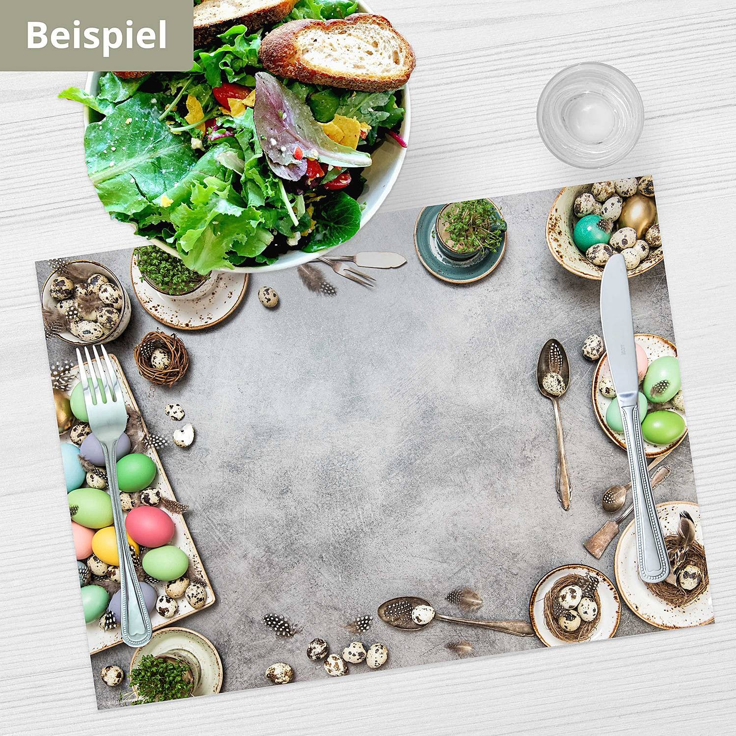 home24 Paastafel placemats set van 12, meerkleurig, 44 x 32 cm