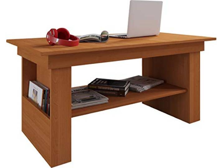 VCM Couchtisch Buche 115x65x52 cm 3 Fächer Zeitloses Design Holzwerkstoff