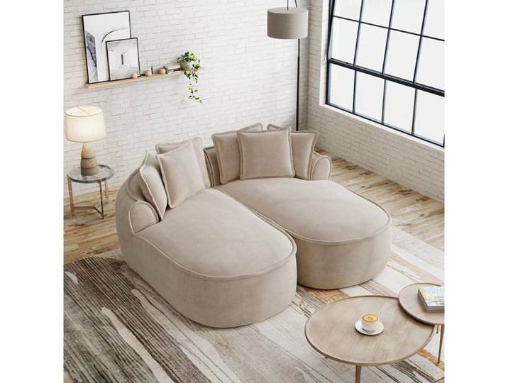 Canapé modulaire convertible en chenille marron clair sans montage