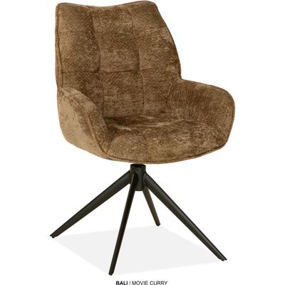Esszimmerstuhl OMG DESIGN "Bali", curry, schwarz, curry, B:61cm H:91cm T:64cm, Polyester, Stühle, Esszimmerstuhl, Drehstuhl mit auto-return, Armlehnenstuhl