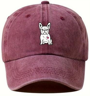 Inspire Select Retro Fighting Dog Graphic Baseball Cap Vintage Outdoor Sports Hat burgundy adjustable