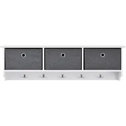 Helloshop26 - Wandgarderobe 30 x 100 x 20 cm weiß grau silber
