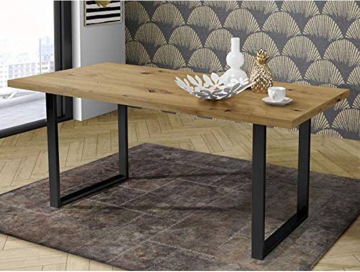 möbelando Esszimmertisch Speisetisch Küchentisch Holztisch Esstisch Tisch Talbert XV Artisan Eiche/Schwarz