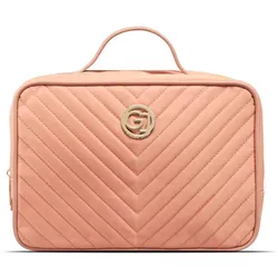 Cimi Gillian Jones - 2-Zimmer-Traincase - Koralle - Gestepptes Nylon, Necessaire, Orange, Rot
