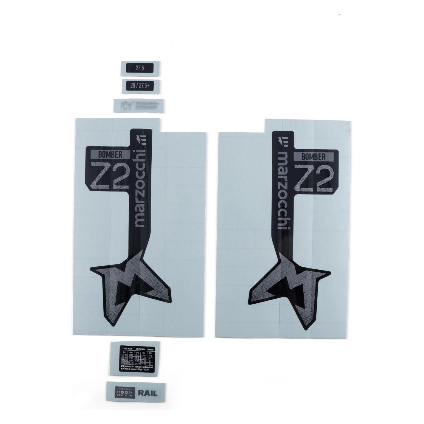 Fox Decal Kit: Marzocchi 2024, Bomber Z2 E-Opt, Neutral Gloss Black Logo, Shiny Black Fork FK (58892041)