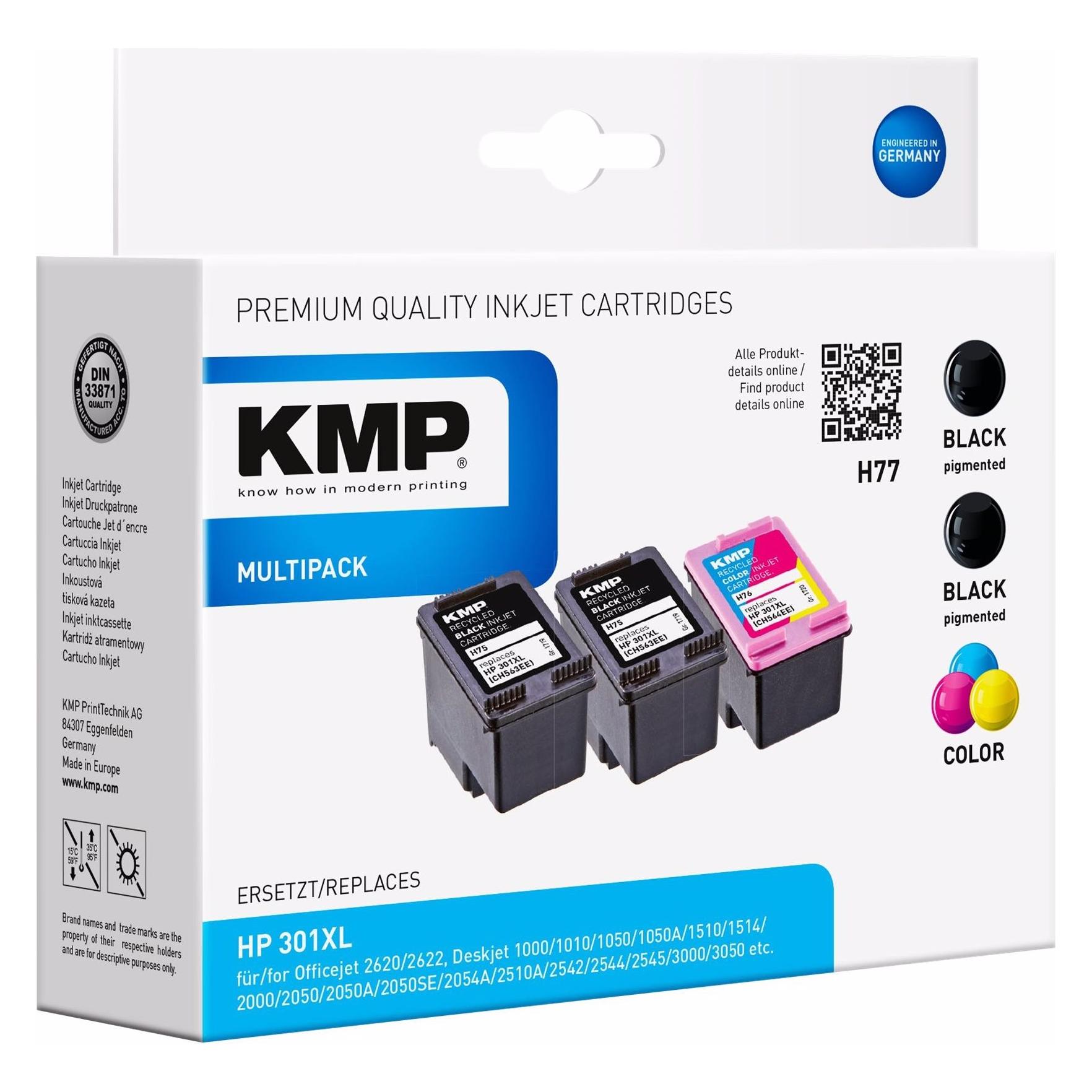 KMP MULTIPACK H77 - 3er-Pack - Schwarz, Farbe (Cyan, Magenta, Gelb) (BK, C, M, Y) (1719,4055)