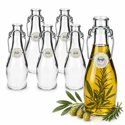 6x Bügelflaschen Ralf M 350 ml Glasflasche mit Drahtbügel Essig Öl Saft Likör