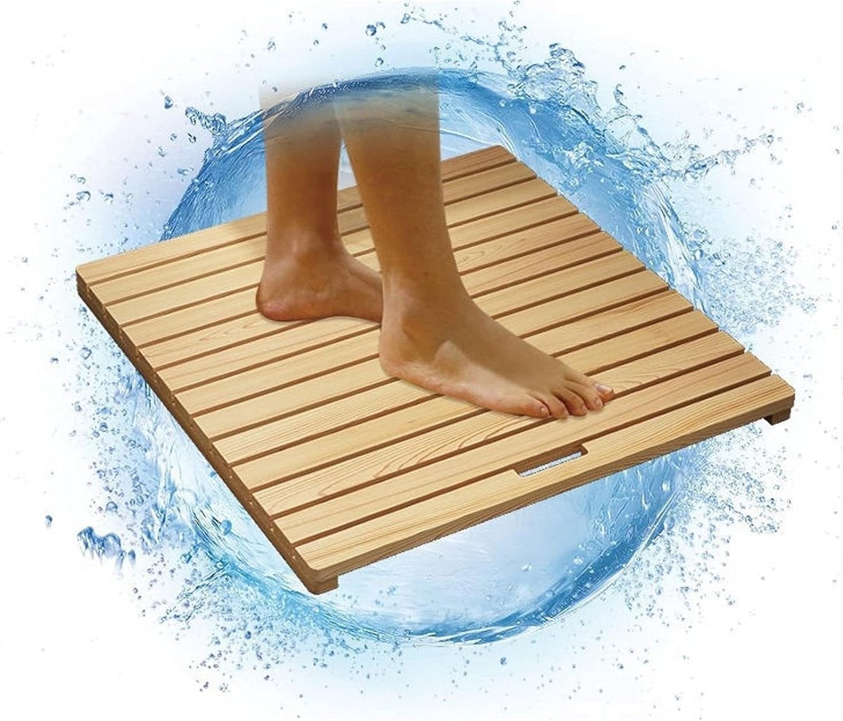 Houten Badmat van Natuurlijk Bamboe voor Badkamer Decoratie, 50 x 50 cm