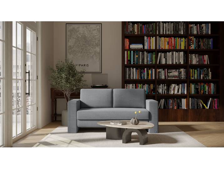 BRUNO Schlafsofa 140cm in Dunkelgrau Schmal stabiles Massivholz & Boxspringkomfort