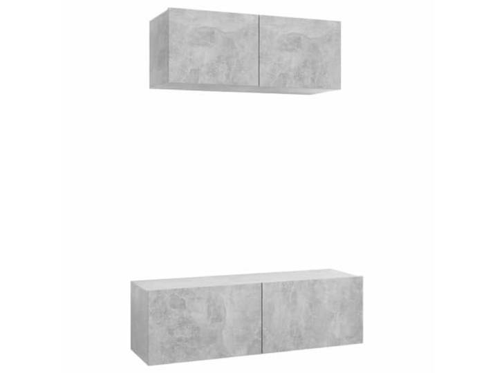 hliofuir 2-tlg. TV-Schrank Hängend Set Betongrau Holzwerkstoff Platzsparende Wandhängeboards für Schlafzimmer oder Wohnbereich schaffen stilvolle Ordnung und geordneten Stauraum.