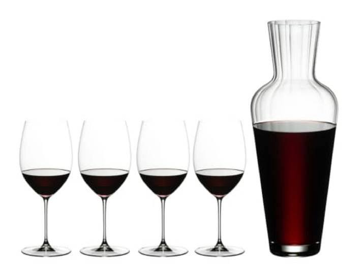 RIEDEL Veritas Cabernet/Merlot + Mosel Dekanter Rotweingläser, Weindekanter