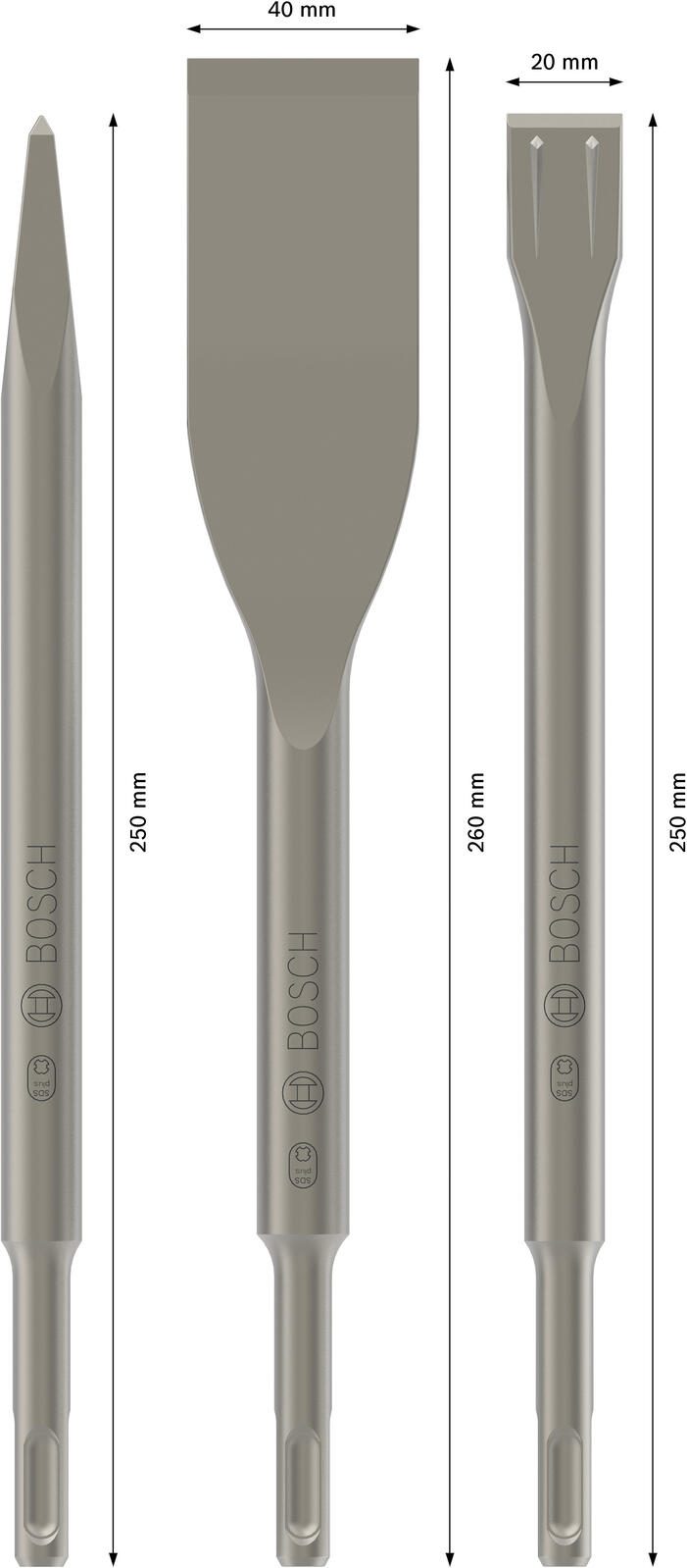 BOSCH Meißel-Set 3-teilig 2607019159